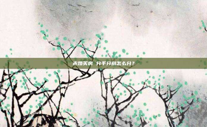 未婚買房 分手分割怎么分?