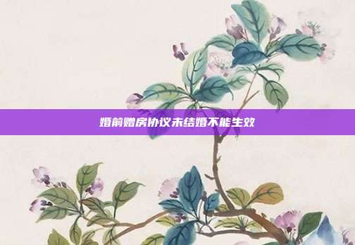 婚前贈房協議未結婚不能生效