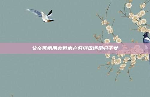 父親再婚后去世房產歸繼母還是歸子女