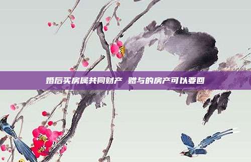 婚后買房屬共同財產 贈與的房產可以要回