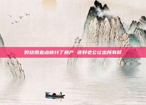 假結婚差點被分了房產 還好老公讓出所有權