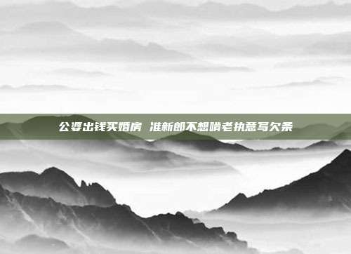 公婆出錢(qián)買(mǎi)婚房 準(zhǔn)新郎不想啃老執(zhí)意寫(xiě)欠條