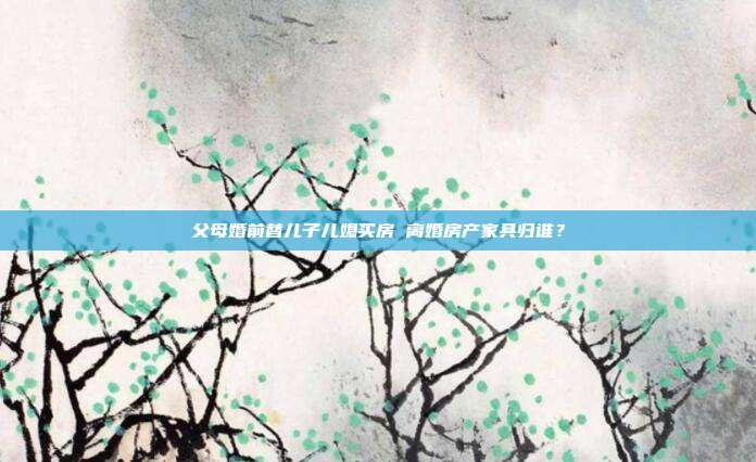 父母婚前替兒子兒媳買房 離婚房產家具歸誰？
