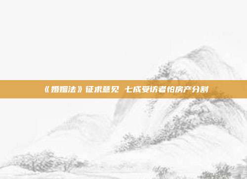 《婚姻法》征求意見 七成受訪者怕房產分割