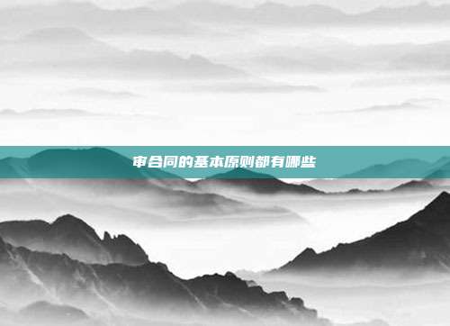 審合同的基本原則都有哪些
