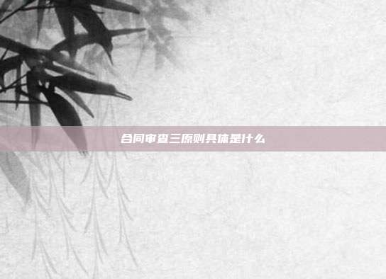 合同審查三原則具體是什么