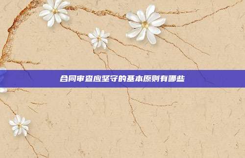 合同審查應堅守的基本原則有哪些