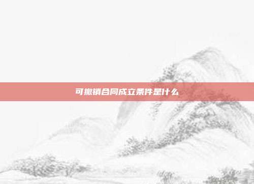 可撤銷合同成立條件是什么