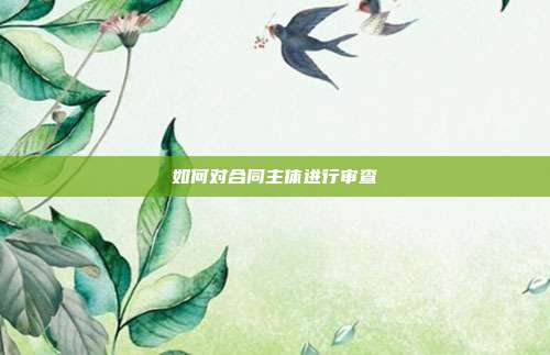 如何對合同主體進行審查