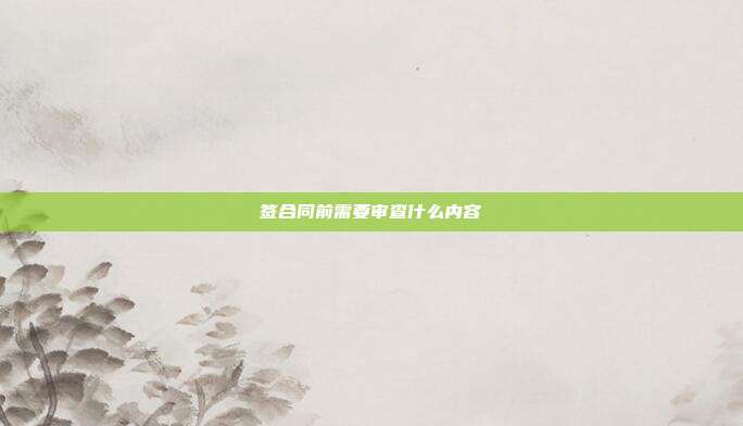 簽合同前需要審查什么內(nèi)容