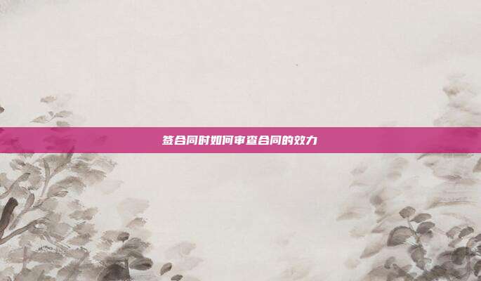 簽合同時如何審查合同的效力