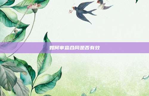 如何審查合同是否有效