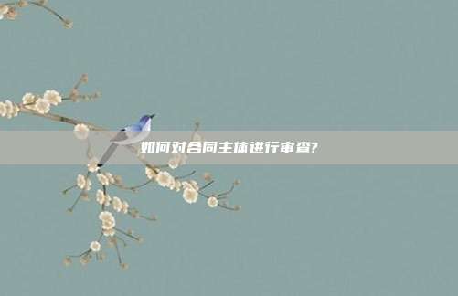 如何對合同主體進行審查?