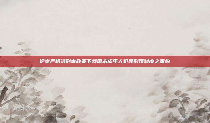 論寬嚴相濟刑事政策下我國未成年人犯罪刑罰制度之重構