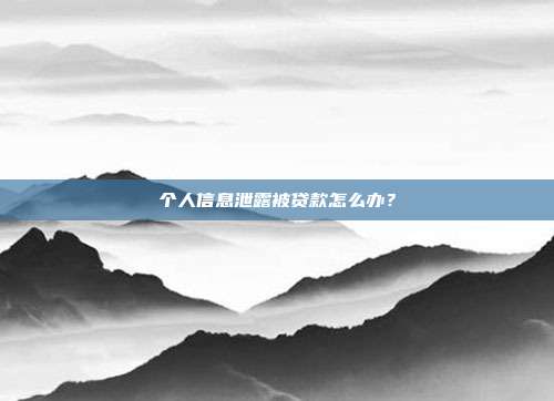 個人信息泄露被貸款怎么辦？