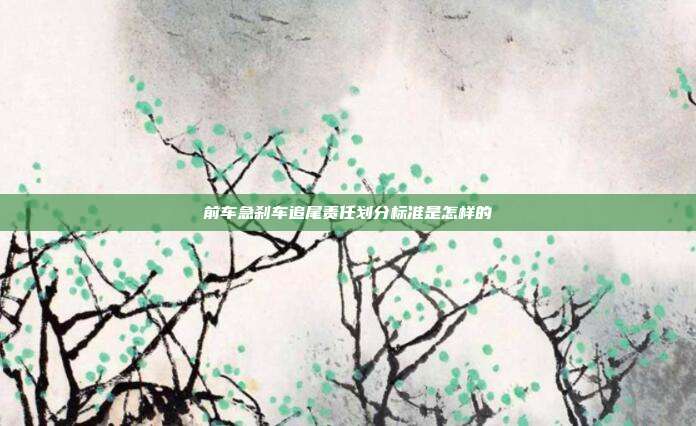 前車急剎車追尾責任劃分標準是怎樣的
