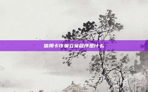 信用卡詐騙立案程序是什么