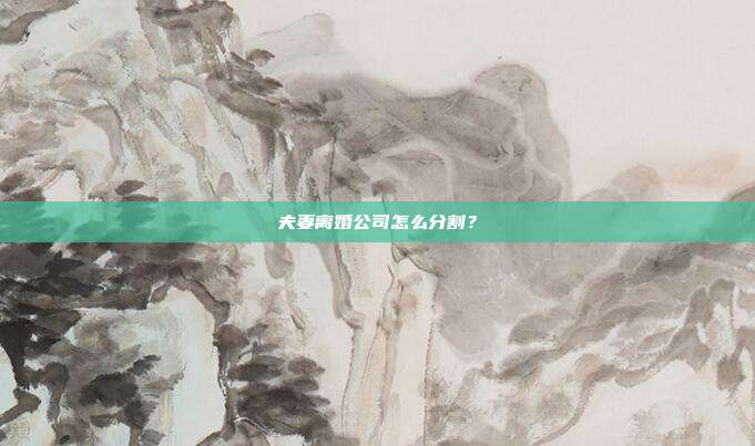 夫妻離婚公司怎么分割？