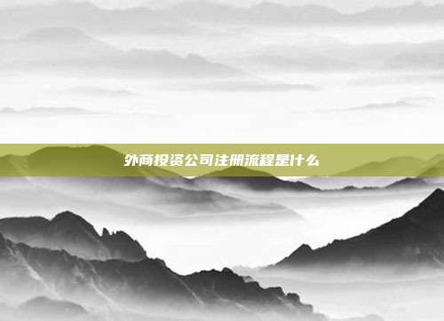 外商投資公司注冊流程是什么