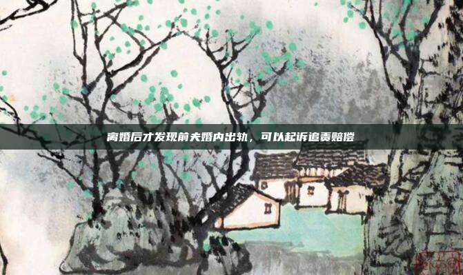 離婚后才發現前夫婚內出軌,可以起訴追責賠償