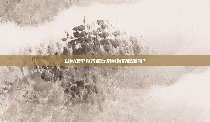 合同法中有先履行抗辯權的規定嗎？