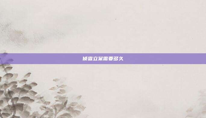 偵查立案需要多久