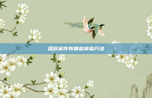 盜竊案件有哪些偵查方法