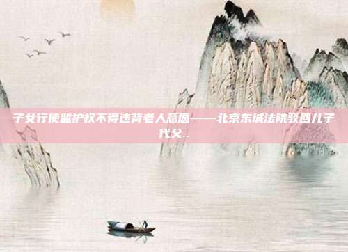 子女行使監(jiān)護(hù)權(quán)不得違背老人意愿——北京東城法院駁回兒子代父..