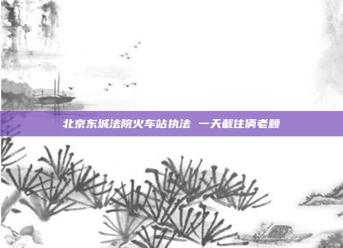 北京東城法院火車站執(zhí)法 一天截住倆老賴