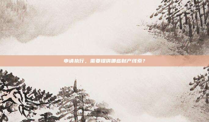 申請執行，需要提供哪些財產線索？